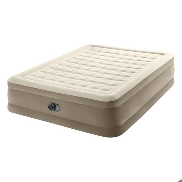 Luftmadrass - Intex - Ultra Plush Fiber Tech - 152x203x46 cm - Elektrisk Pump - Inbyggd Kudde