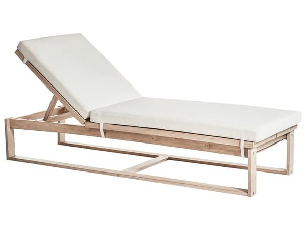 Solseng i lyst akacietræ med off-white hynde Udendørs vejrbestandig liggestol