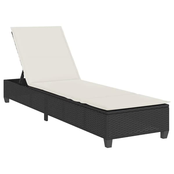Solstol med dynor svart 55x200x25,5cm konstrotting
