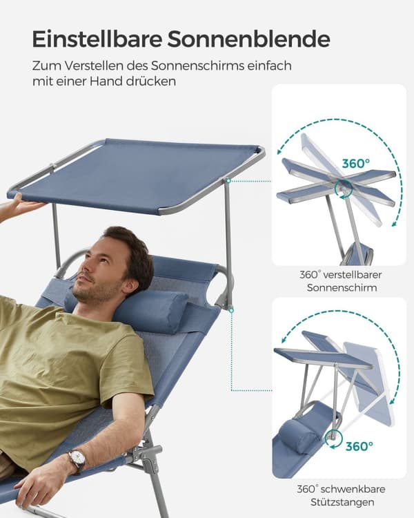 Lounger - 71 x 200 x 38 cm - blå