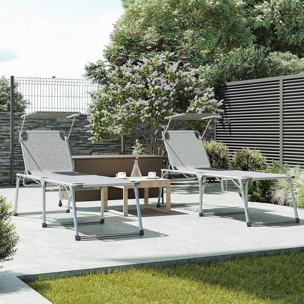 Sunny stol - vikbar solstol - 65 x 200 x 48 cm - max. 150 kg - grå