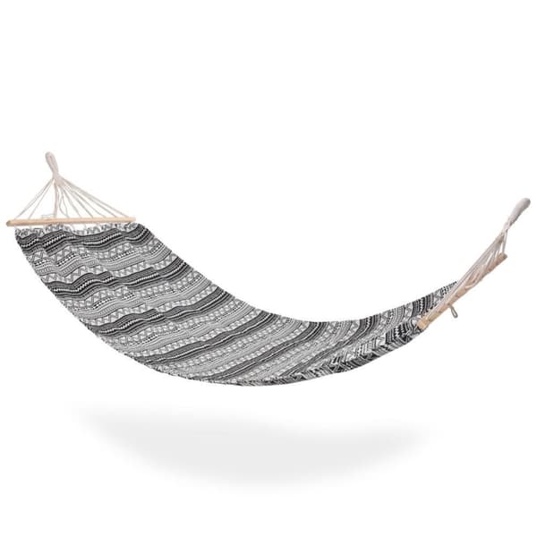 Enkel hängmatta vit och svart 200x80 cm