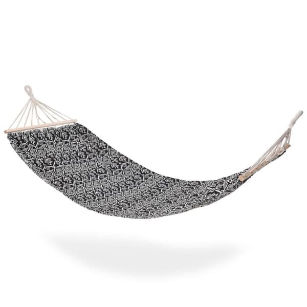 Enkelt hængekøje sort og hvid 200x80 cm