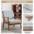 Miniatyrbild 2 av 4: Fåtölj med armstöd och massiva träben, modern stoppad stol för studio i vardagsrummet, grå