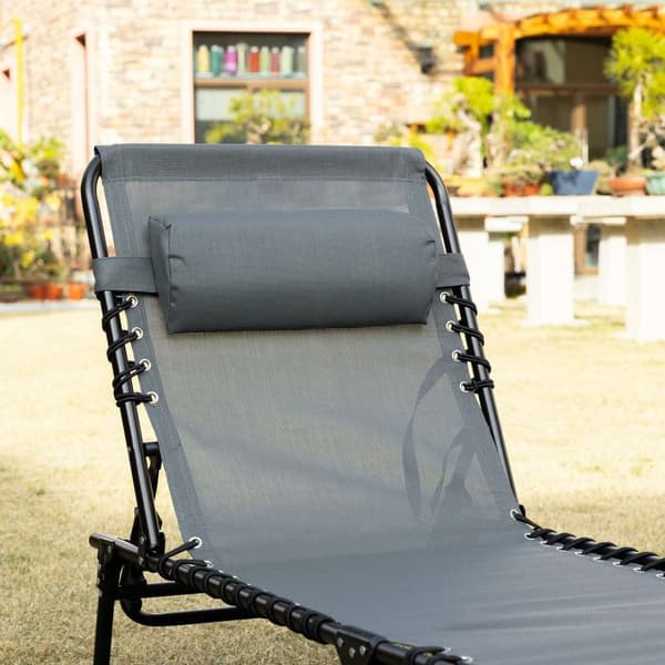Rootz Patch Stol - Foldende liggestol - udendørs hvilestol - med nakkepude - 185 cm x 58 cm x 30 cm - Understøtter 120 kg - stålramme, mesh -dækning,
