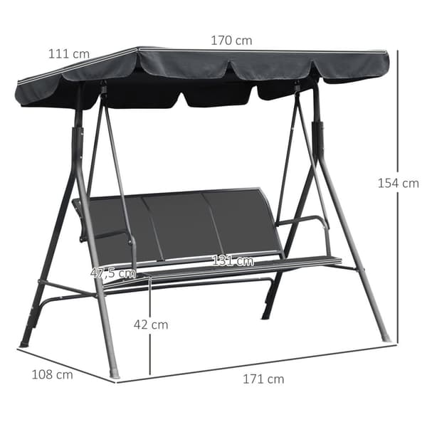 Rootz Garden Lounger 3 personer - utomhus soffa - avslappning soffa - ergonomisk komfort - 171 cm x 108 cm x 154 cm