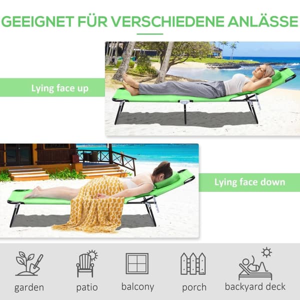 Rootz Sun Lounger Læsningsvindue - Liggende stol - Foldningsseng - Vandbestandig - Holdbar og bærbar - 187 cm x 58 cm x 36 cm