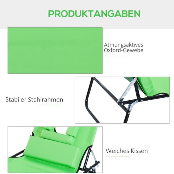 Rootz Sun Lounger Læsningsvindue - Liggende stol - Foldningsseng - Vandbestandig - Holdbar og bærbar - 187 cm x 58 cm x 36 cm