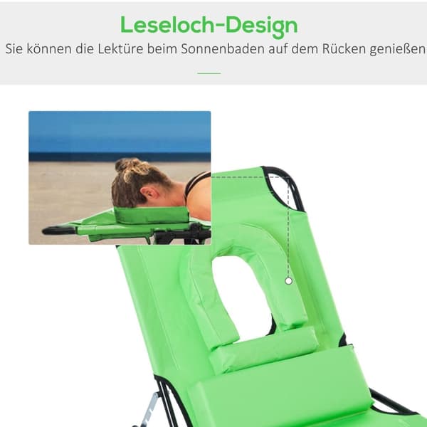 Rootz Sun Lounger Læsningsvindue - Liggende stol - Foldningsseng - Vandbestandig - Holdbar og bærbar - 187 cm x 58 cm x 36 cm