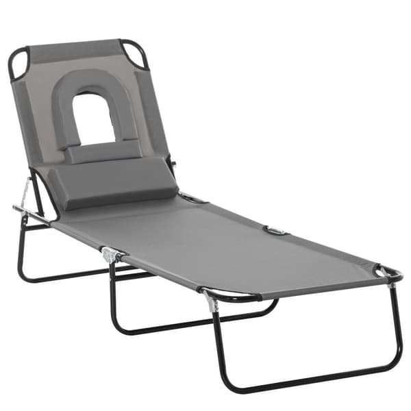 Rootz Sun Bed Folding Deck -tuoli - Reading -tuoli - Beach Lounger - 4 asemaa - 187L x 58W x 36H CM
