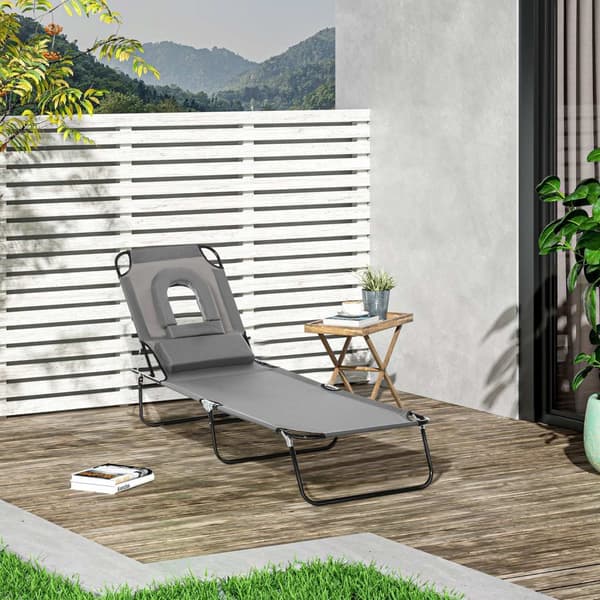 Rootz Sun Bed Folding Deck -tuoli - Reading -tuoli - Beach Lounger - 4 asemaa - 187L x 58W x 36H CM