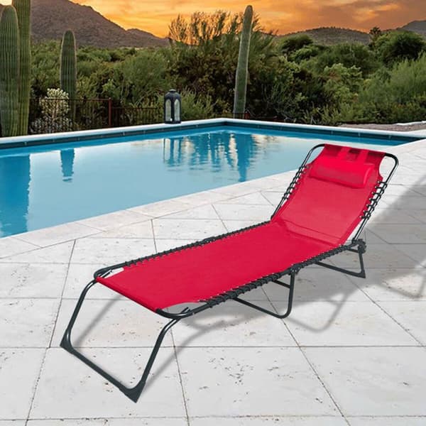 Röd hopfällbar loungestol | Trädgårdsstol utomhus 190 x 27 x 58 cm | Utomhusfällbara fåtöljer - Marbueno
