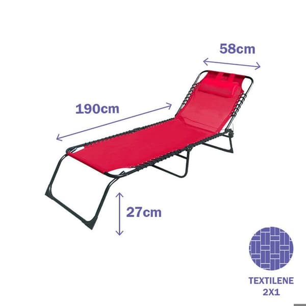 Green Folding Lounge Chair | Trädgårdsstol utomhus 190 x 27 x 58 cm | Utomhusfällbara fåtöljer - Marbueno