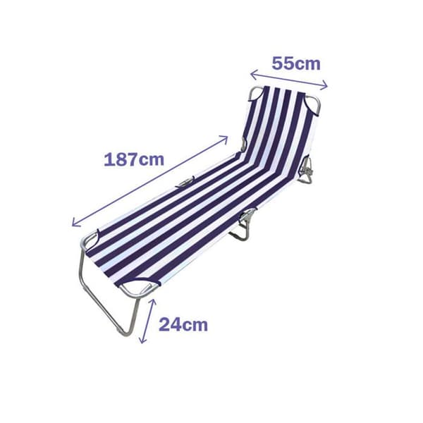 Trädgårdsstol utomhus Blå Vita Stripes 187 x 24 x 55 cm - Marbueno