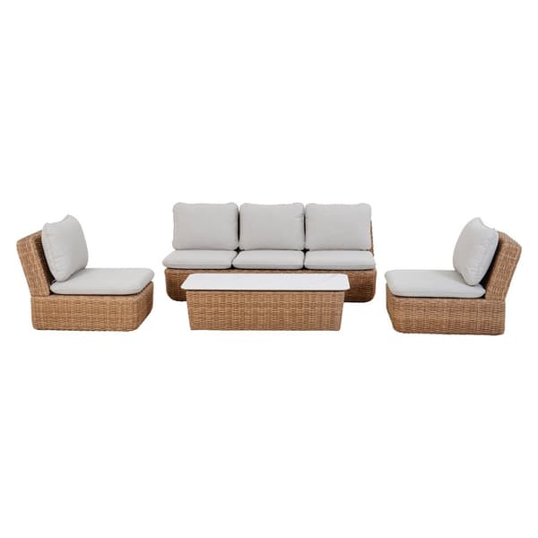 Ivana loungesett rattan 4 deler med puter natur.