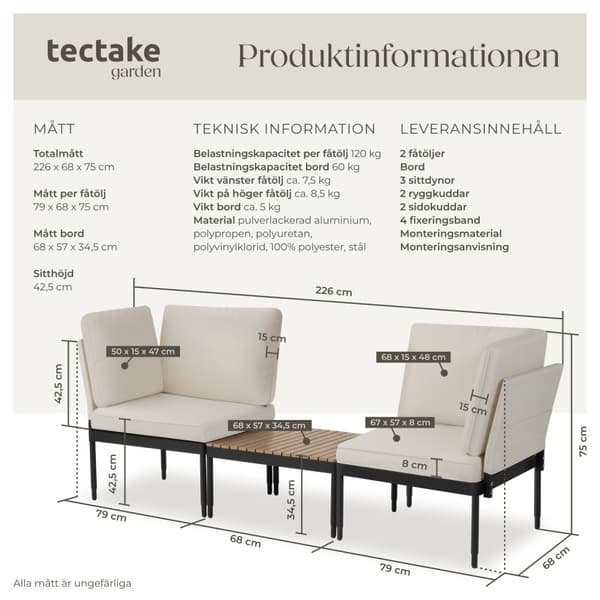 Loungeset/Loungegrupp Magaluf med aluminiumram 5i1 funktion - antracit/grå