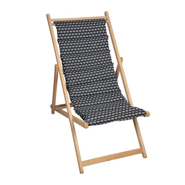 PRIVATE GARDEN Helsinki vadderad solstol - Avtagbar canvas - Massiv trästruktur - Svart och vit