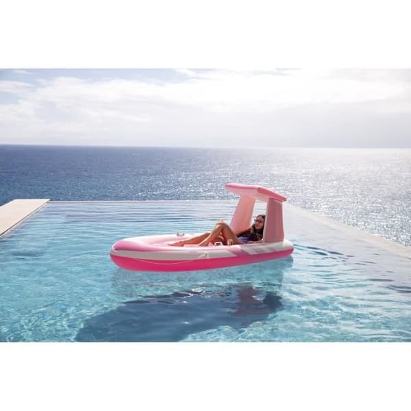 Madrass Båtuppblåsbar - Intex - Pink Paradise - 244x119x97 cm - Solskydd - 100 kg max