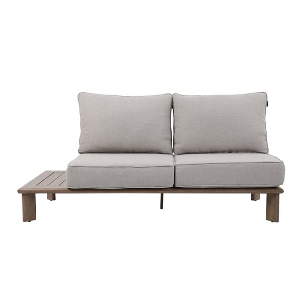 AXI Avery Loungesæt med sidebord i trælook/beige - Hjørnesæt med bord | Havemøbler i pulverlakeret aluminiumsstel | Havemøbler / Loungesæt til 5