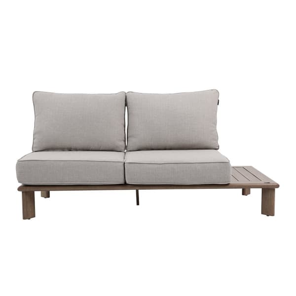 AXI Avery Loungesæt med sidebord i trælook/beige - Hjørnesæt med bord | Havemøbler i pulverlakeret aluminiumsstel | Havemøbler / Loungesæt til 5