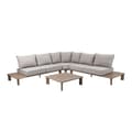 Miniatyrbillede 1 af 6: AXI Avery Loungesæt med sidebord i trælook/beige - Hjørnesæt med bord | Havemøbler i pulverlakeret aluminiumsstel | Havemøbler / Loungesæt til 5