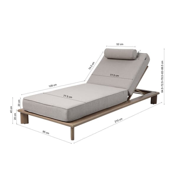 AXI Blake Lounger med dyna trälook/beige | Loungerryggstöd med 6 lägen | Pulverlackerad aluminiumram - Olefin loungedyna & kudde - 210x95cm