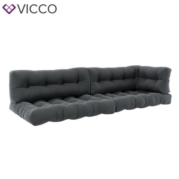 Vicco set med kuddar ryggstöd och sidokuddar antracit snöflinga