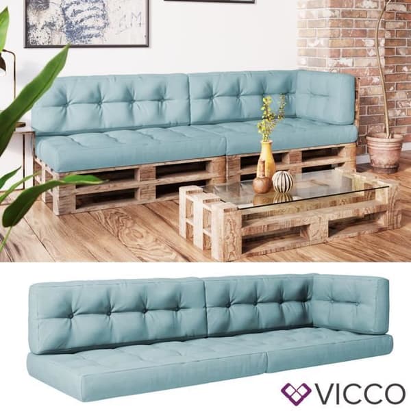 Vicco set med kuddar ryggstöd och sidokudde blå snöflinga