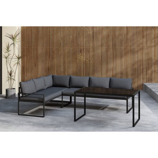 Zingaro loungesæt 1 hjørnesofa, 1 spisebord sort.