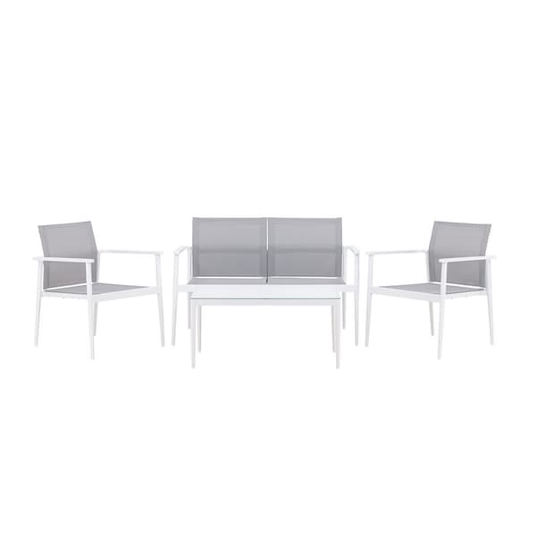 Break loungesett 1 sofa, 2 stoler, 1 sofabord hvit.