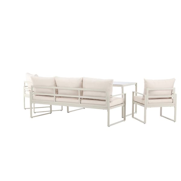 Catania loungesett 1 "spisebord", 1 sofa, 2 stoler beige.