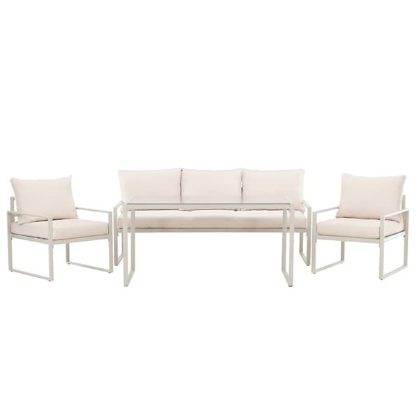 Catania loungesett 1 "spisebord", 1 sofa, 2 stoler beige.