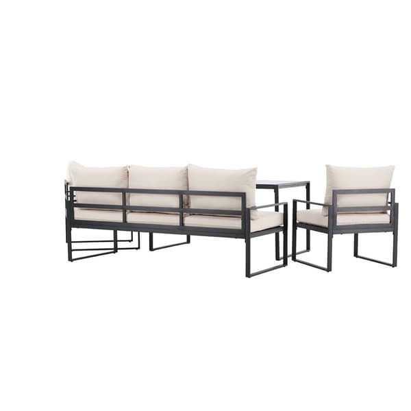 Catania loungesett 1 "spisebord", 1 sofa, 2 stoler svart.