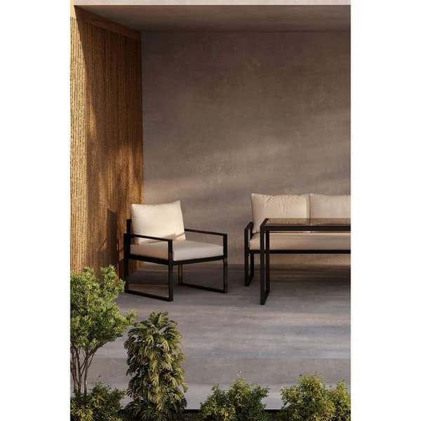 Catania loungesett 1 "spisebord", 1 sofa, 2 stoler svart.