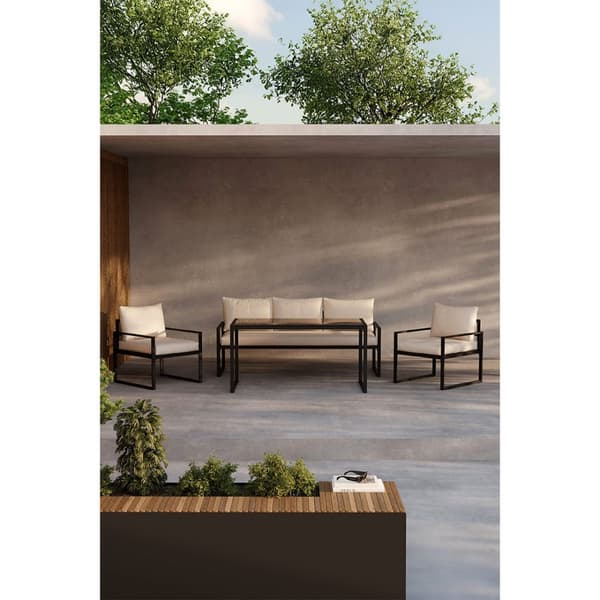 Catania loungesett 1 "spisebord", 1 sofa, 2 stoler svart.