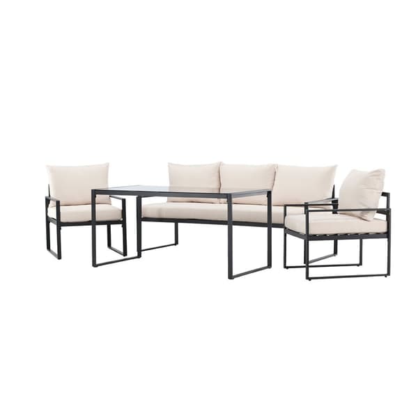 Catania loungesett 1 "spisebord", 1 sofa, 2 stoler svart.