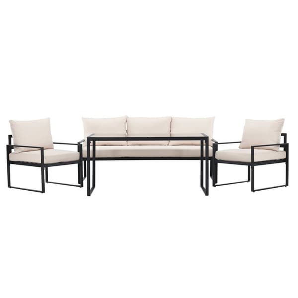 Catania loungesett 1 "spisebord", 1 sofa, 2 stoler svart.