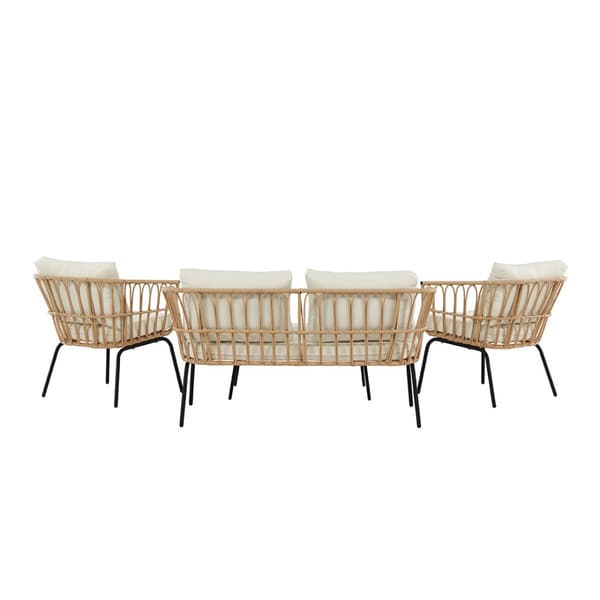 Ortigia loungesett 1 sofa, 2 stoler, 1 sofabord natur.