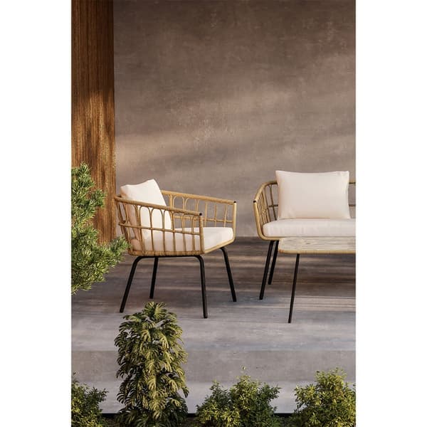 Ortigia loungesett 1 sofa, 2 stoler, 1 sofabord natur.