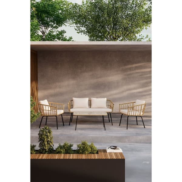 Ortigia loungesett 1 sofa, 2 stoler, 1 sofabord natur.