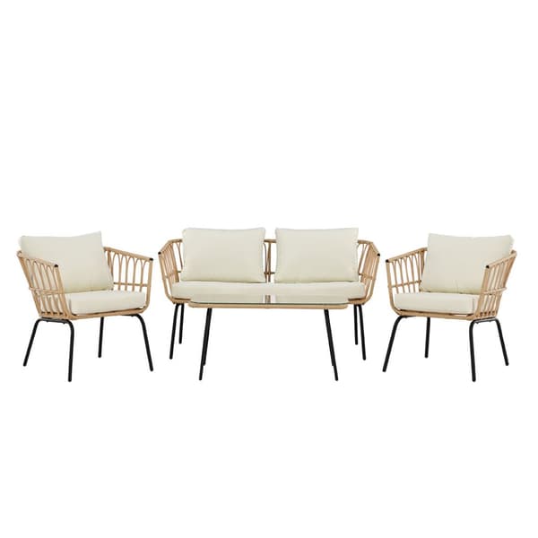 Ortigia loungesett 1 sofa, 2 stoler, 1 sofabord natur.