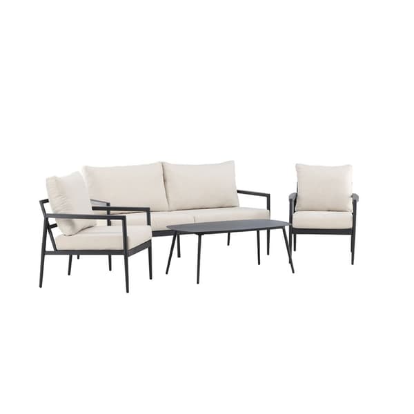 Taromina loungesett 1 sofa, 2 stoler, 1 sofabord svart.