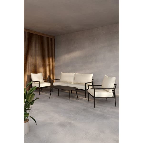 Taromina loungesett 1 sofa, 2 stoler, 1 sofabord svart.