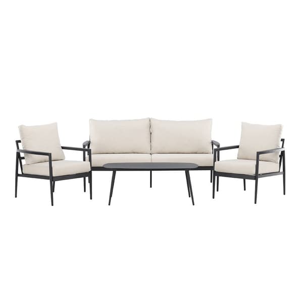 Taromina loungesett 1 sofa, 2 stoler, 1 sofabord svart.