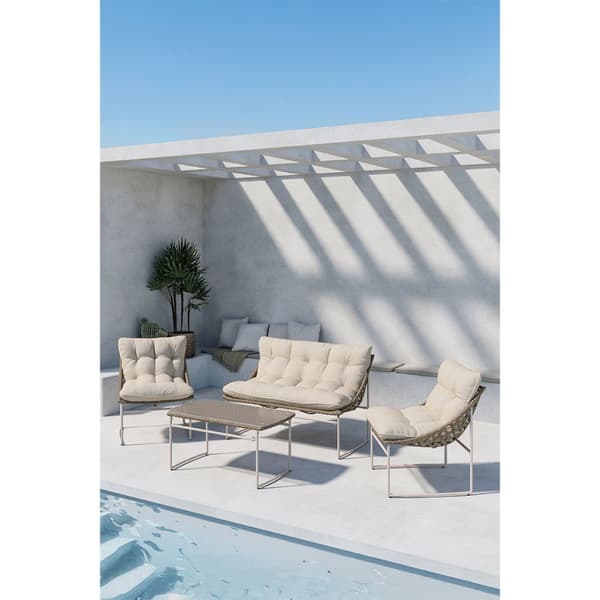 Tina loungesett 1 sofabord, 1 sofa, 2 stoler beige.