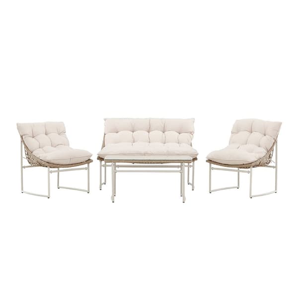 Tina loungesett 1 sofabord, 1 sofa, 2 stoler beige.