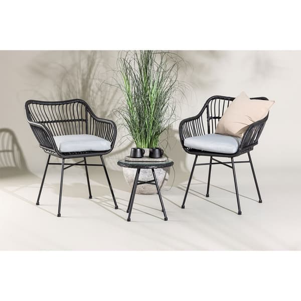 Viga loungesett 2 stoler, 1 sidebord liten svart.