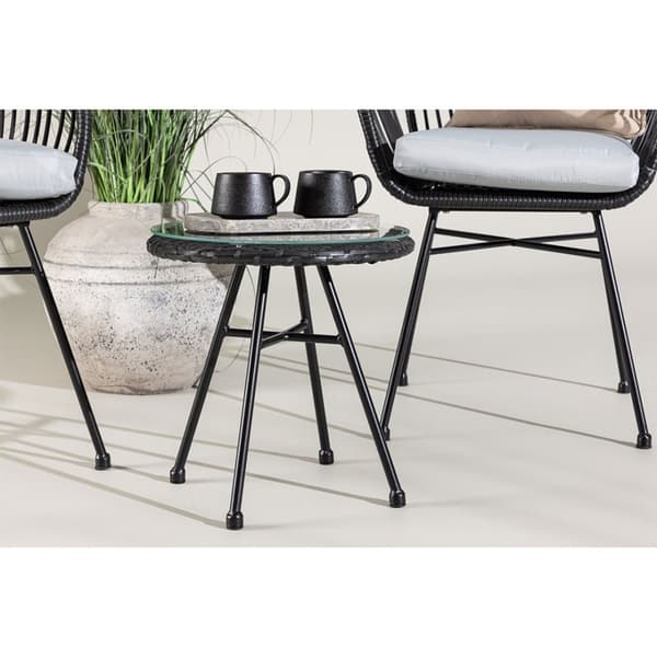 Viga loungesett 2 stoler, 1 sidebord liten svart.