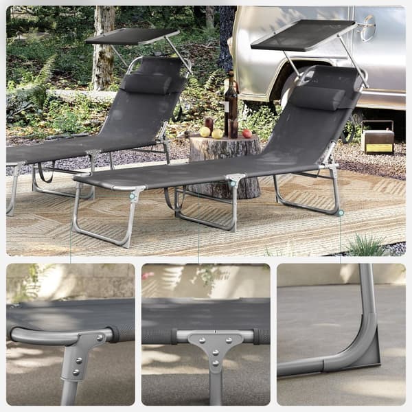 Solstol, SONGMICS GCB193B01, 53 x 193 x 29,5 cm, Svart.