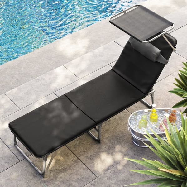 Solstol, SONGMICS GCB193B01, 53 x 193 x 29,5 cm, Svart.
